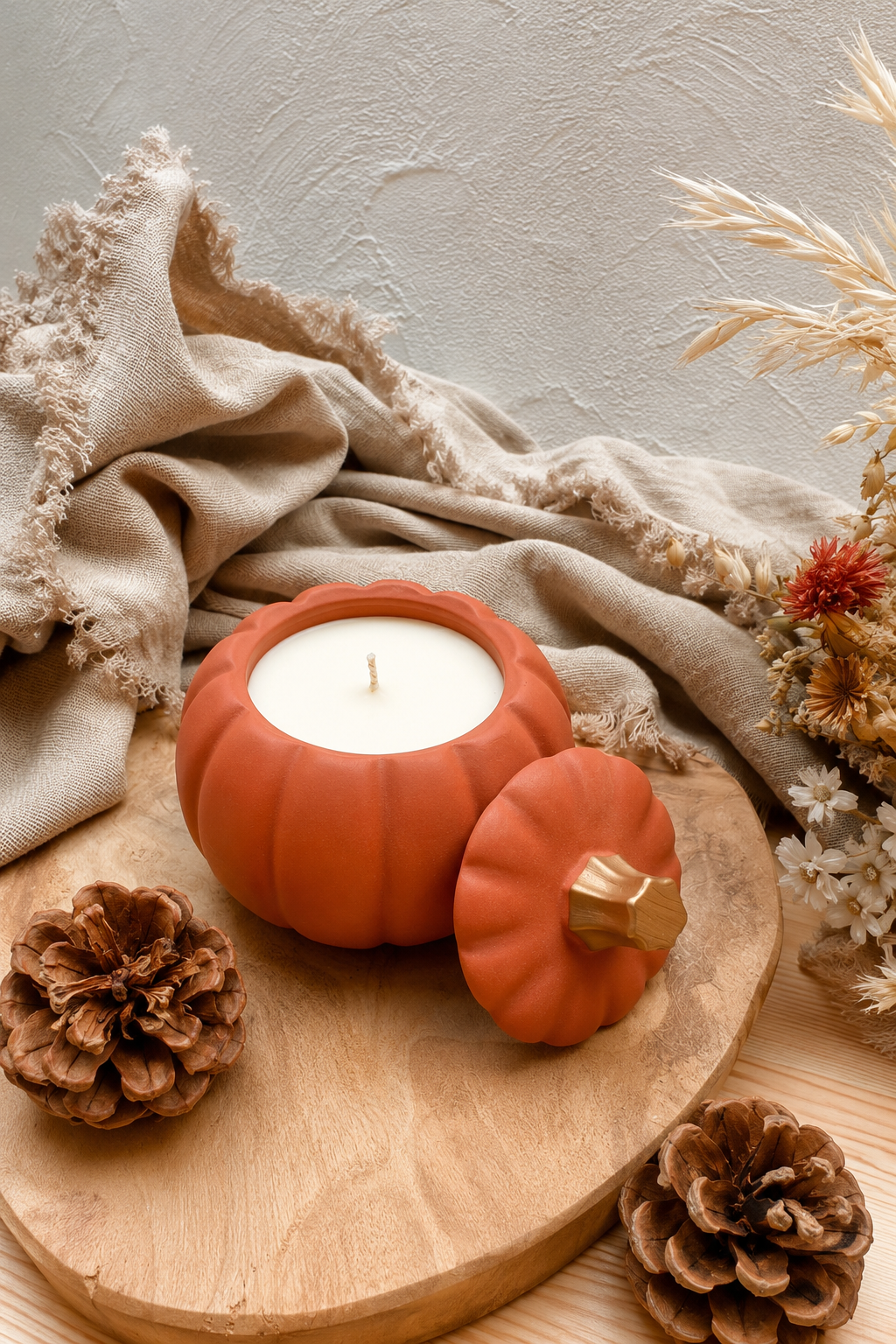 Orange pumpkin candle
