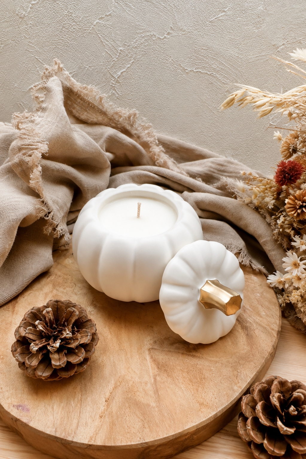 White pumpkin candle